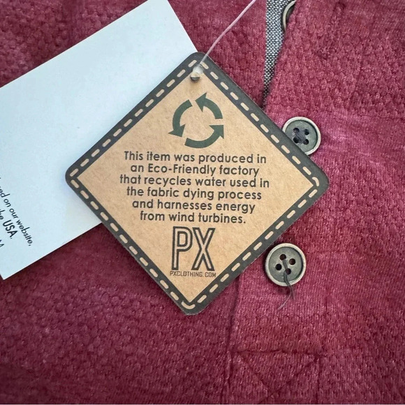 PX Clothing Mens Henley Blue Long Sleeve Shirt Textured Top Tee Buttons XXL NWT - Picture 8 of 9